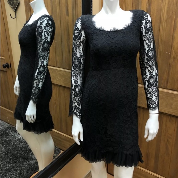 Serge & Real Black lace long sleeves dress S 2/4 - Picture 2 of 11